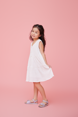 KIDS Angie V-neck Sleeveless Dress in White