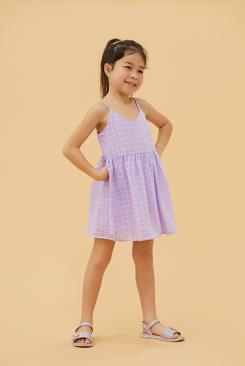 KIDS Siobhan Textured Tiered Dress in Lilac