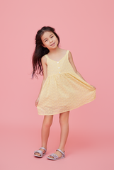 KIDS Percyn Floral Embroidered Dress in Butter