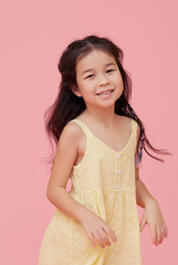 KIDS Percyn Floral Embroidered Dress in Butter