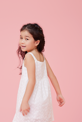 KIDS Percyn Floral Embroidered Dress in White