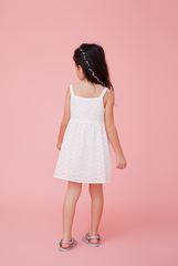 KIDS Percyn Floral Embroidered Dress in White