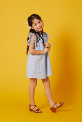 KIDS Paris Embroidery Babydoll Dress in Baby Blue