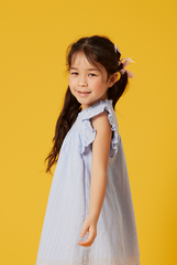 KIDS Paris Embroidery Babydoll Dress in Baby Blue