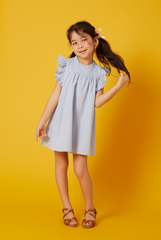 KIDS Paris Embroidery Babydoll Dress in Baby Blue
