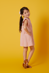 KIDS Paris Embroidery Babydoll Dress in Pink