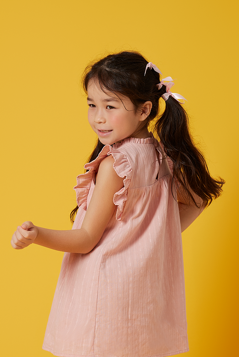 KIDS Paris Embroidery Babydoll Dress in Pink