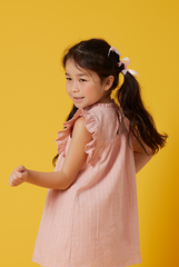 KIDS Paris Embroidery Babydoll Dress in Pink