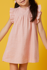 KIDS Paris Embroidery Babydoll Dress in Pink