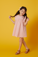 KIDS Paris Embroidery Babydoll Dress in Pink