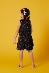KIDS Charmaine Floral Dropwaist Dress in Navy Blue