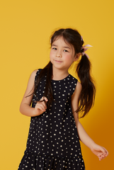 KIDS Charmaine Floral Dropwaist Dress in Navy Blue