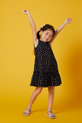 KIDS Charmaine Floral Dropwaist Dress in Navy Blue