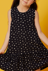 KIDS Charmaine Floral Dropwaist Dress in Navy Blue
