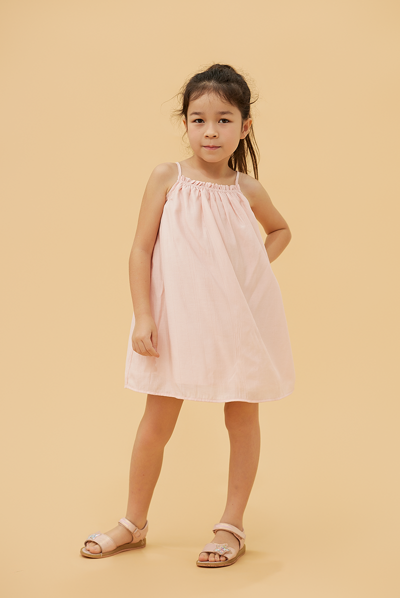 KIDS Leah Textured Dress in Blush