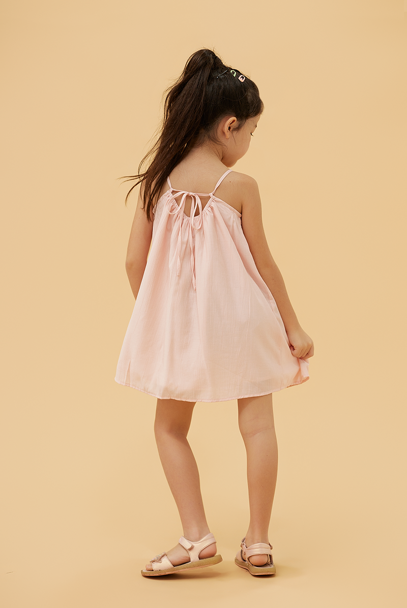 KIDS Leah Textured Dress in Blush
