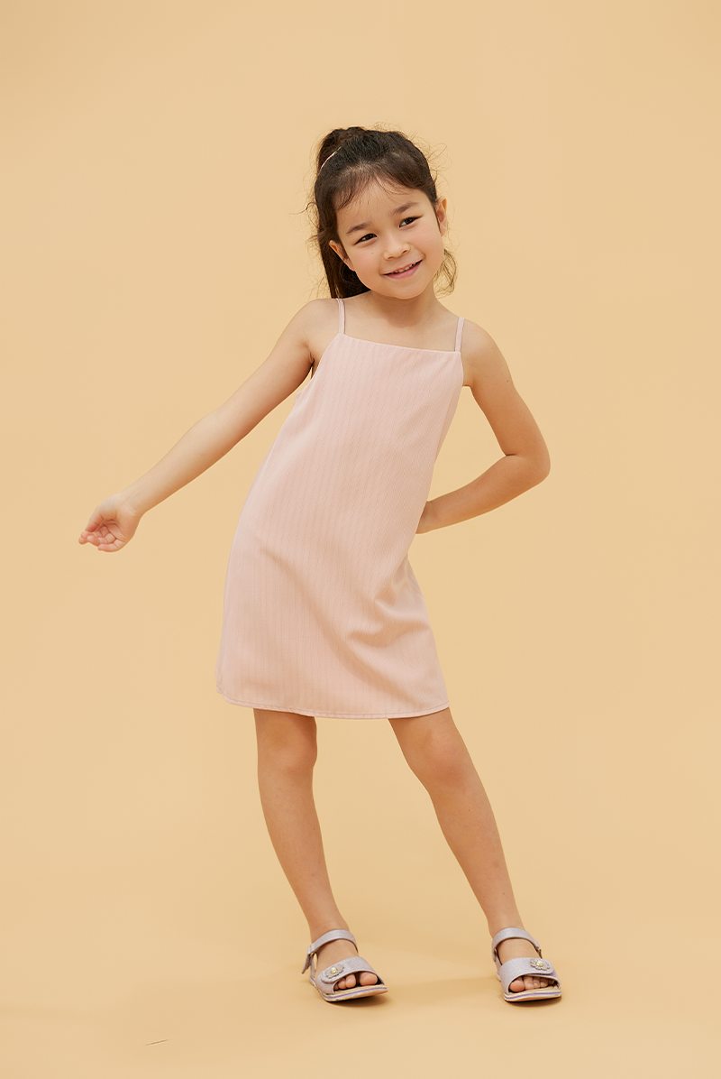 KIDS Regina Scoop Back Dress in Blush