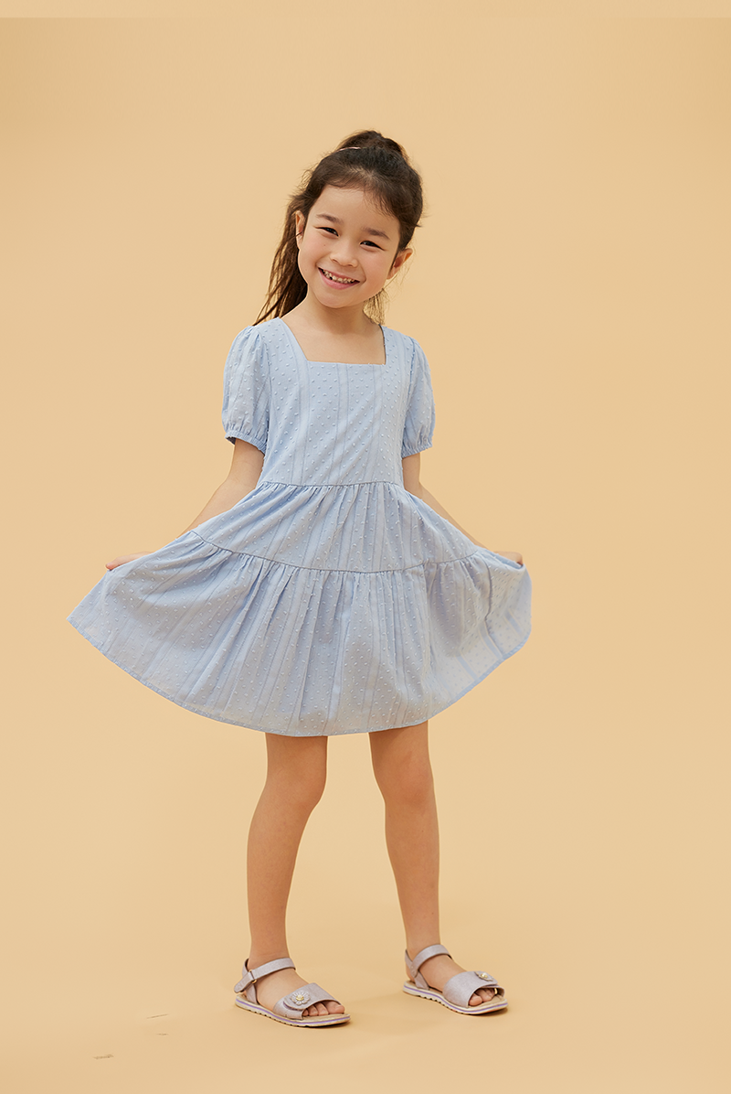 KIDS Lilian Tiered Dress in Baby Blue