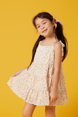 KIDS Brielyn Floral Tiered Dress in Cream
