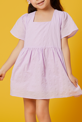 KIDS Kordial Textured Square Neck Dress in Lilac