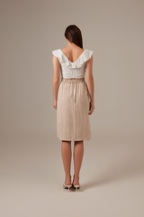 Sheena Front Slit Skirt in Beige