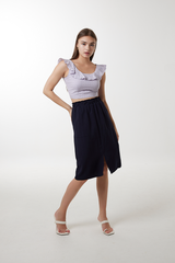 Sheena Front Slit Skirt in Navy Blue
