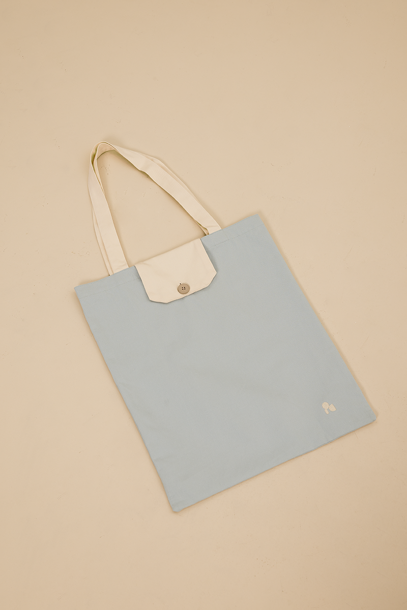 Foldable Tote Bag in Dusty Blue
