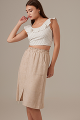 Sheena Front Slit Skirt in Beige