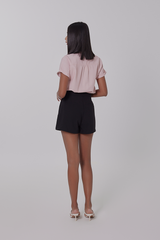 Valentina Cuffed Sleeve Collared Blouse in Dusty Pink