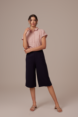 Valentina Cuffed Sleeve Collared Blouse in Mauve