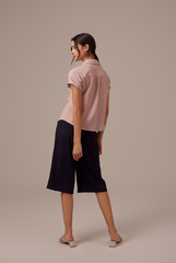 Valentina Cuffed Sleeve Collared Blouse in Mauve