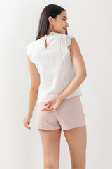 Wanda Crochet High Neck Top in White