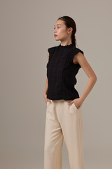 Wanda Crochet High Neck Top in Black