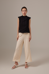 Wanda Crochet High Neck Top in Black
