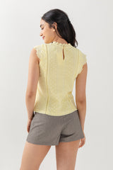 Wanda Crochet High Neck Top in Daffodil