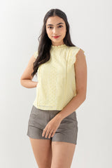 Wanda Crochet High Neck Top in Daffodil
