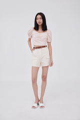 Katie Sweetheart Ruched Top in Blush