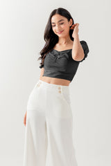 Katie Sweetheart Ruched Top in Black