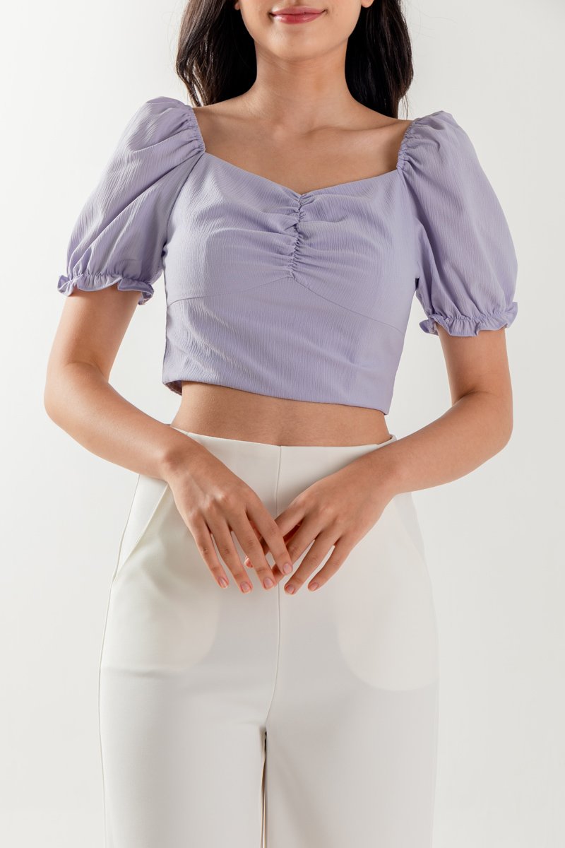 Katie Sweetheart Ruched Top in Periwinkle