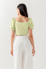 Katie Sweetheart Ruched Top in Sage