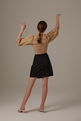 Giselle Puff Sleeve Top in Khaki