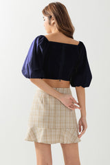Giselle Puff Sleeve Top in Navy Blue