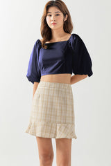 Giselle Puff Sleeve Top in Navy Blue