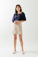 Giselle Puff Sleeve Top in Navy Blue