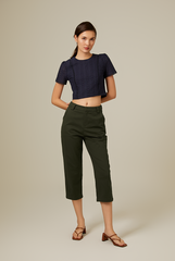 Gina Textured Top in Dark Blue
