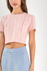 Gina Textured Top in Light Pink