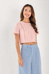 Gina Textured Top in Light Pink