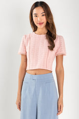 Gina Textured Top in Light Pink