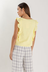 Sofiana Flutter Sleeves Top in Daffodil