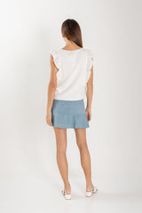 Sofiana Flutter Sleeves Top in White